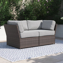 Load image into Gallery viewer, Outdoor Wicker Loveseat With Cushions Patio Seating Wicker - Brown
