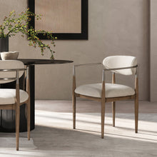 Load image into Gallery viewer, Artemis - Mixed Material Upholstered Dining Arm Chair - Warm White
