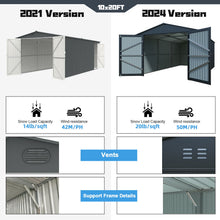 Load image into Gallery viewer, Outdoor Storage Shed, Garden Shed Backyard Utility Tool House Building With 2 Doors And 4 Vents For Car, Truck, Bike, Garbage Can, Tool, Lawnmower
