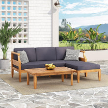 Load image into Gallery viewer, Bianca - Outdoor 3 Seater Sofa Chat Set With Ottoman - Teak
