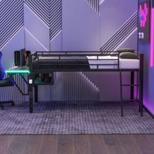 Load image into Gallery viewer, Gaming - Twin Loft Bed With Desk And LED - Black
