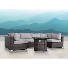 Load image into Gallery viewer, Wicker Outdoor Lounge Set With Cushions And Fire Pit

