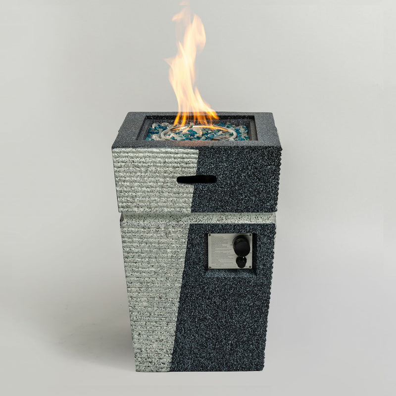 Propane, Gas 50000 Btu Square Fire Pit Table For Outside - Light Gray / Blue