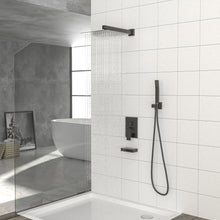 Load image into Gallery viewer, Square Shower System With Waterfall Tub Spout And Rough In Valve, Wall Mounted
