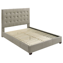 Load image into Gallery viewer, Queen Panel Platform Bed With Grid Tufted Headboard - Tan
