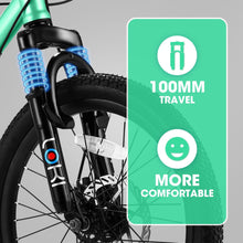 Load image into Gallery viewer, S20101 20" Kids' Bike, Boys Girls Mountain Bike Ages 8-12, 7 Speed Teenager Children Kids' Bicycles, Front Suspension Disc Brake Rear V-Brake, High Steel Frame
