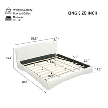 Load image into Gallery viewer, King Curved Upholstered Bed With Smart Ambient Lighting - Cream
