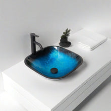 Load image into Gallery viewer, Artistic Vessel Sink With Faucet And Pop Up Drain - Blue

