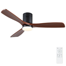 Load image into Gallery viewer, Low Profile Flush Mount Intergrated LED Ceiling Fan With Light And Silent Reversible Motor
