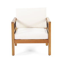 Load image into Gallery viewer, Club Chair With Slat Panel Design - Teak / Beige

