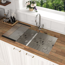 Load image into Gallery viewer, Undermount Double Bowl Kitchen Sink 16 Gauge With 9" Deep Basin - Brushed Nickel
