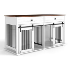 Load image into Gallery viewer, Large Dog Crate, Water Resistant Indoor Pets Furniture Double Dog Crates - Brown White
