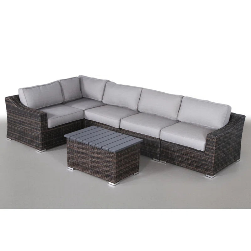 Outdoor 4 Person Garden Seating Set, Resin Wicker, Weather Resistant - Brown Mix