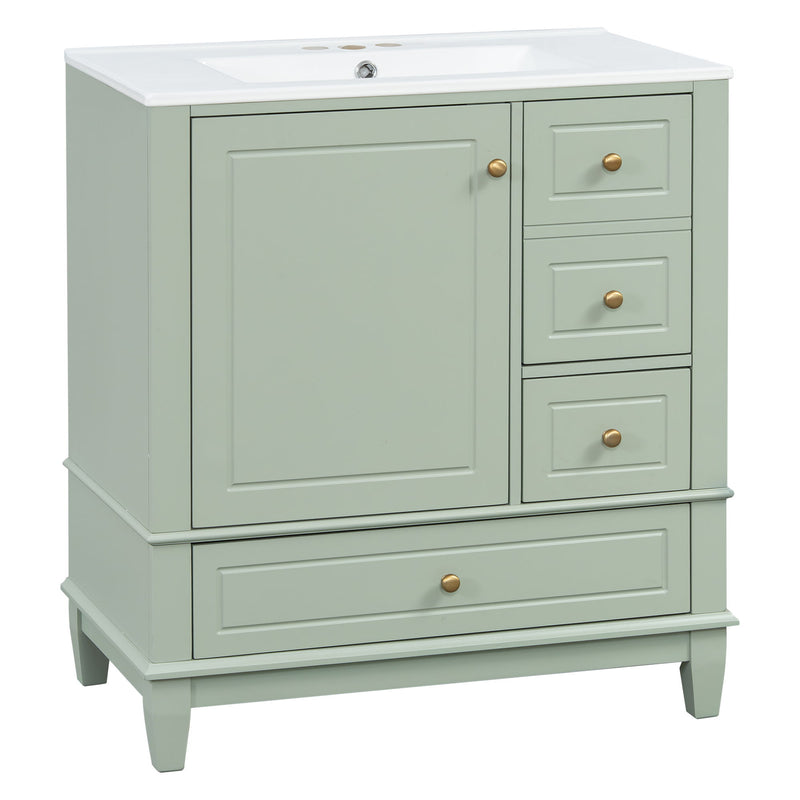 Freestanding Bathroom Vanity With Sink, Soft Close Door, 3 Drawers