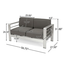 Load image into Gallery viewer, Outdoor Aluminum Loveseat With Cushion - Gray
