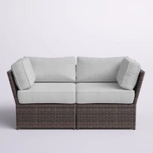 Load image into Gallery viewer, Outdoor Wicker Loveseat With Cushions Patio Seating Wicker - Brown
