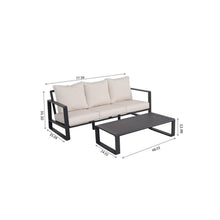 Load image into Gallery viewer, 3 Person Sofa With Rectangular Coffee Table, Cushions Tino Tino - Beige
