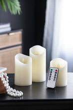 Load image into Gallery viewer, Flickering LED Candles With Remote Timer (Set of 3) - Ivory
