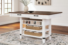 Load image into Gallery viewer, Valebeck - Rect Dining Room Counter Table With Wine Rack - White / Brown

