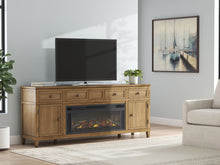 Load image into Gallery viewer, Sharlance - 81" TV Stand With Electric Infrared Fireplace Insert - Light Brown
