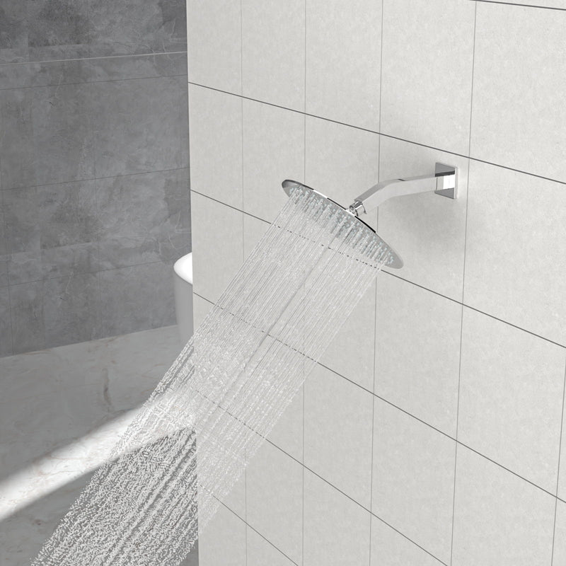 Elegant 6" Shower Arm With Flange, Stainless Steel Construction For Rain Shower Heads - Chrome