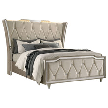 Load image into Gallery viewer, Mika - LED Upholstered Bed With Tufted Wingback Headboard And Ambient Lighting
