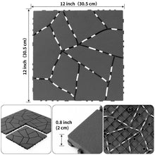 Load image into Gallery viewer, Stone Style Patio Deck Tiles, Diy Interlocking Outdoor Indoor Floor Tiles (Set of 44) - Dark Gray
