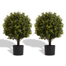 Load image into Gallery viewer, Artificial Ball Topiary Tree Decoration In Pot (Set of 2) - Green
