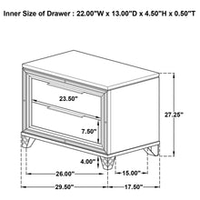 Load image into Gallery viewer, 2 Drawer Nightstand With Accents - White
