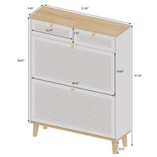 Load image into Gallery viewer, Modern Freestanding Shoe Cabinet With Flip Up Doors And Drawers, Compact Design For Entryway - White Natural
