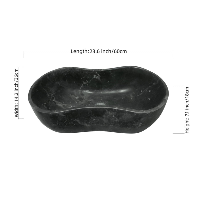 Vessel Sink, Wavy Shape Basin, Vanity Bowl - Dark Gray