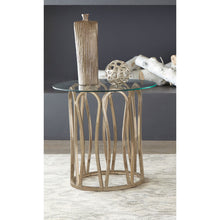 Load image into Gallery viewer, Round Glass Top Table With Polished Metal Base
