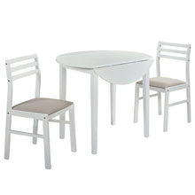 Load image into Gallery viewer, Cliff - 3 Piece Round Drop Leaf Dining Table Set With Ladderback Chairs - White
