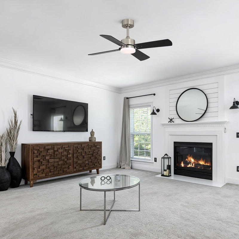 42" Ceiling Fan With Light And Memory Function, DC Reversible Motor, 4 Blades