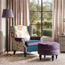 Load image into Gallery viewer, Dawn - Tufted Round Ottoman Nailhead Accents - Purple
