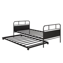 Load image into Gallery viewer, Twin Size Daybed Platform Bed Frame With Trundle Built In Casters - Black
