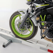 Load image into Gallery viewer, Motorcycle Hitch Mount Carrier With Ramp, Rust-Resistant - Silver
