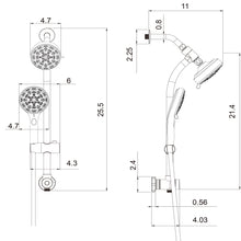 Load image into Gallery viewer, Multi Function Dual Shower Head System With 4.7" Rain Showerhead, 8 Function Hand Shower, Adjustable Slide Bar
