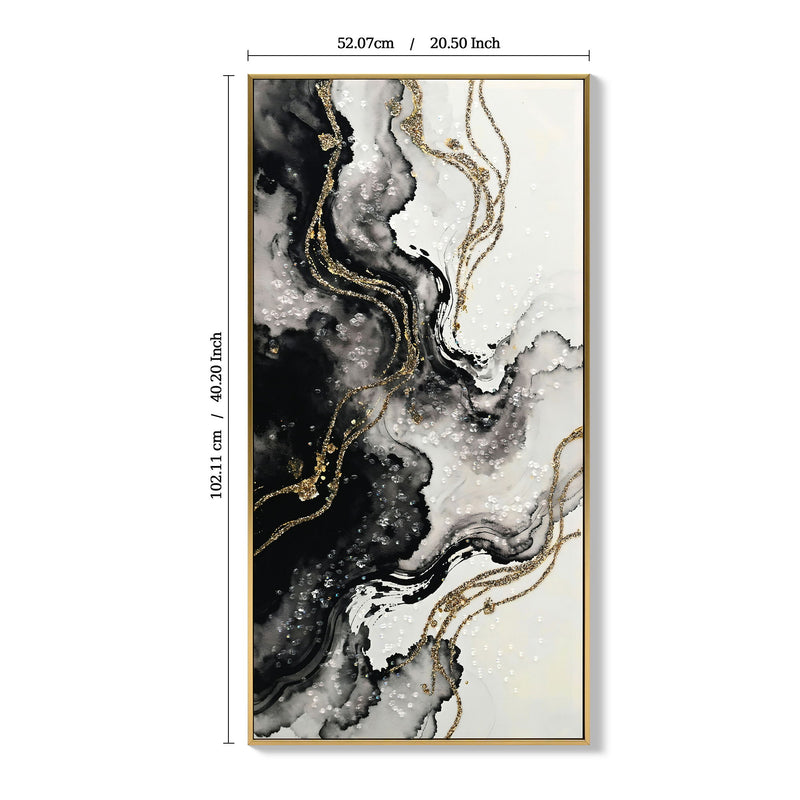 Large Framed And Abstract Wall Art, Minimalist Canvas Prints (Set of 2) - White / Black