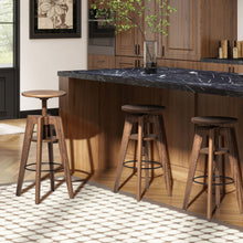 Load image into Gallery viewer, Spencer - Minimalist Oak Adjustable Bar Counter Stool - Walnut Brown Oak
