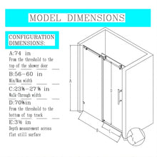 Load image into Gallery viewer, Frameless, Single Sliding Soft Close Shower Doors, 5/16" Sgcc Tempered Glass
