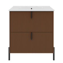 Load image into Gallery viewer, Fluted Bathroom Vanity With Ceramic Sink, Freestanding Design
