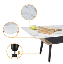 Load image into Gallery viewer, Landon - Coffee Table With Glass Marble Texture Top And Bent Wood Design
