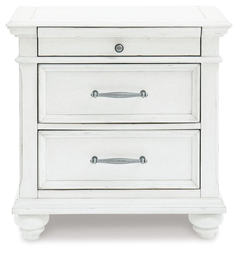 Kanwyn - Three Drawer Night Stand - Whitewash