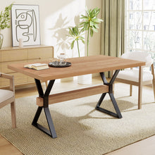 Load image into Gallery viewer, Farmhouse Style X Shaped Legs Dining Table With Metal - Natural
