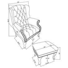 Load image into Gallery viewer, Samantha - Wingback Chair And Ottoman Set - Black
