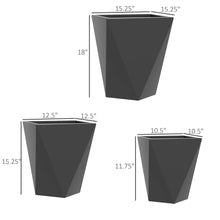 Load image into Gallery viewer, Outsunny - 18", 15.25", 11.75" Tall Planters (Set of 3), Indoor Outdoor Planters With Drainage Holes, Stackable Flower Pots For Garden, Patio, Balcony, Front Door - Gray
