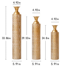 Load image into Gallery viewer, Metal Decorative Vases High Distress Metal Center Vases With Growing Vine Patterns, (Set of 3) Vases For Home Decoration - Gold
