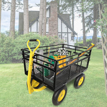 Load image into Gallery viewer, Steel Garden Cart, Heavy Duty 1400 Lbs Capacity, With Removable Mesh Sides To Convert Into Flatbed, Utility Metal Wagon With 2-In-1 Handle And 16 In Tires, Perfect For Garden, Farm, Yard - Black
