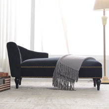 Load image into Gallery viewer, Velvet Chaise Lounge, Button Tufted Right Arm Facing Lounge Chair With Nailhead Trim For Living Room - Black
